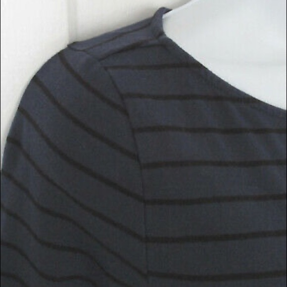 Vintage Navy Thin Stripe Striped 3/4 Sleeve Pima Cotton Tee Indie Sleaze S - Picture 4 of 4